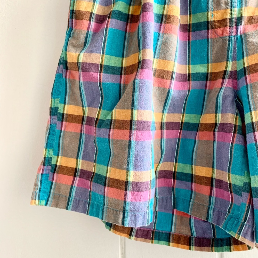 Vintage Multicolor Plaid High-Waist Shorts - Picture 2 of 6